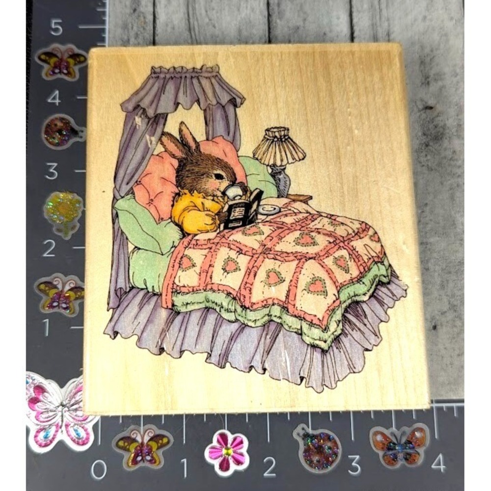 Uptown Rubber Stamps Tea In Bed L13135 Rubber Stamp Wood #F19